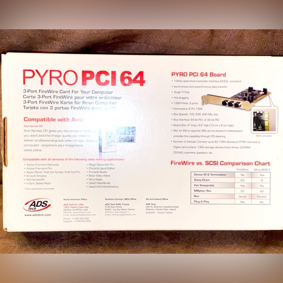 ADS Tech PYRO PCI 64 3-port Firewire Expansion Card 64 Bit 1394a - Picture 3 of 11